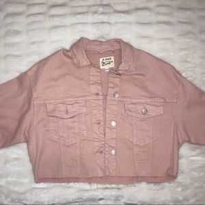 forever 21 pale pink cropped denim jacket